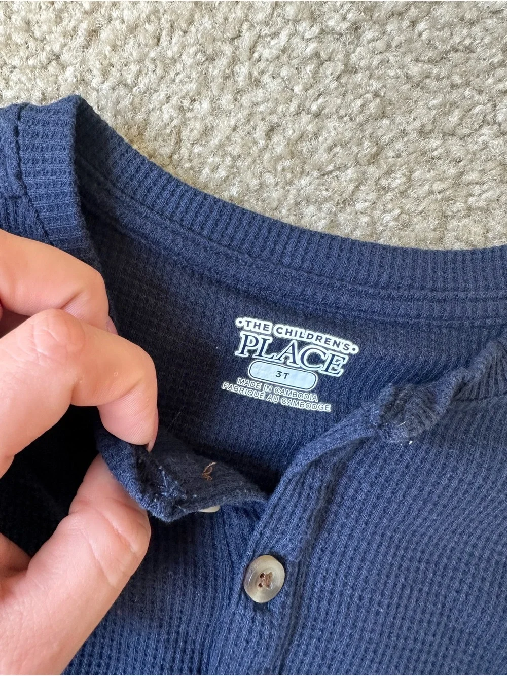 The Children’s Place Boys 3T Thermal Henley Shirts Navy Cream 2-Pack